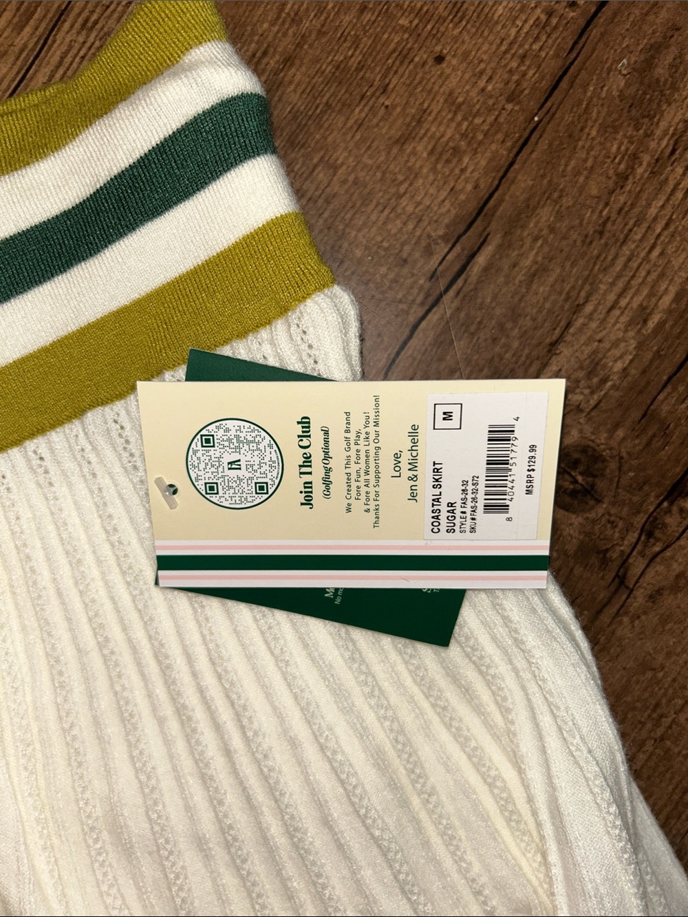 Fore N' Aft White Knit Polo Mini Dress with Olive Trim - Picture 5 of 5